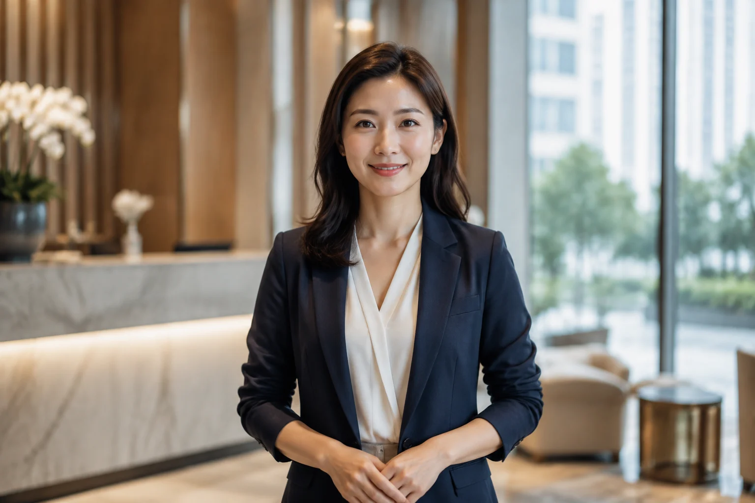 在接待空间工作的女性个人申请人